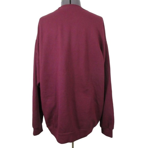 Fruit of‎ the Loom burgundy crew neck fleece pullover sweatshirt - Picture 3 of 11